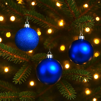 A set of Christmas tree plastic balls 5 cm blue