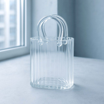 Glass vase-bag for flowers Clear 19 x 10 x 27cm