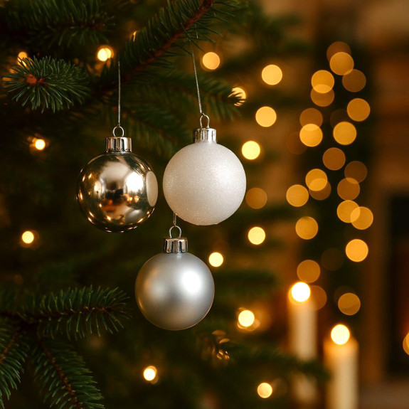 Christmas Tree Decoration Set Balls Silver 12pcs