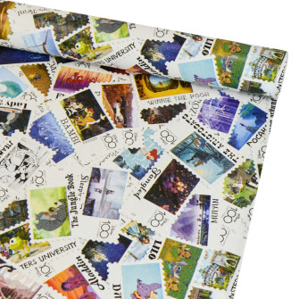 Coated paper 70cm x 7m "Postage stamps fairy tales and cartoons"