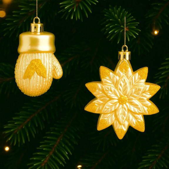 A set of Christmas decorations 6 pcs New Year attributes Golden