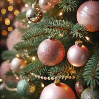 A set of Christmas tree plastic balls 5 cm Rose Gold