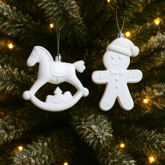 A set of Christmas decorations 6 pcs White New Year's attributes