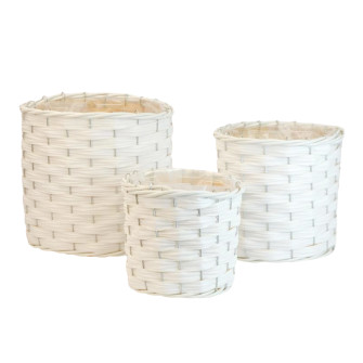 Set of 3 tall white baskets