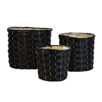 Set of 3 tall black baskets