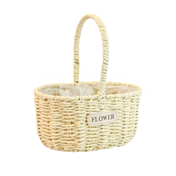 Oval basket beige "Flower"
