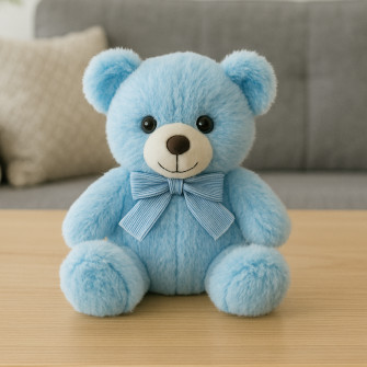 Polyester toy Vedmedic Oliver with a bow Blakitny