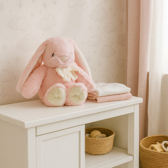 Polyester toy Rabbit with a bow 0220-1 Light pink
