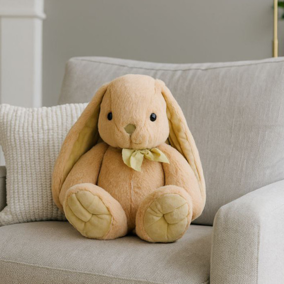 Polyester toy Large rabbit with a bow Beige