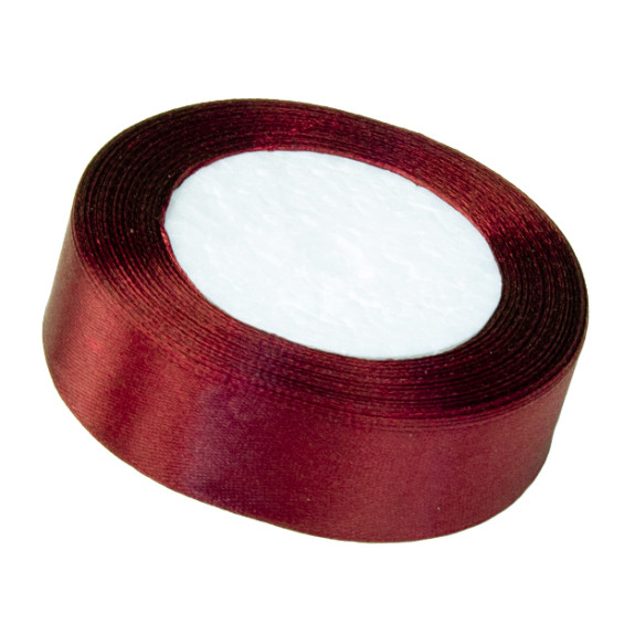 Cтрічка сатинова 2cм х 25ярд Бордо 48