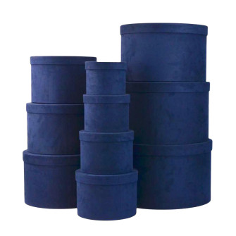 Set of round oxamite boxes of 10 pcs Indigo