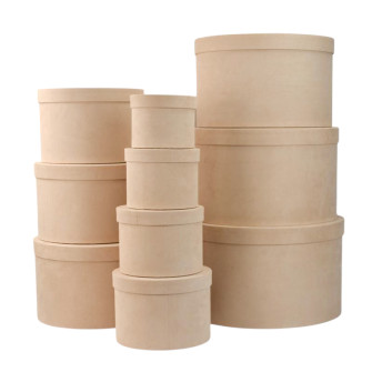 Set of round oxamite boxes of 10 pcs. Beige