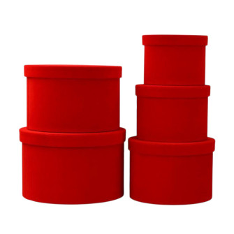 Набір круглих оксамитових коробок з 5шт Червоні