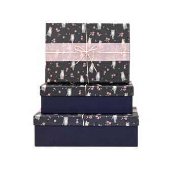 Set of gift boxes of 3 pcs Cats in black