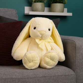 Polyester toy Large rabbit with a white bow