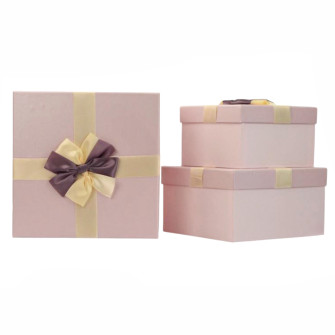 Set of 3 gift boxes Purple with bow