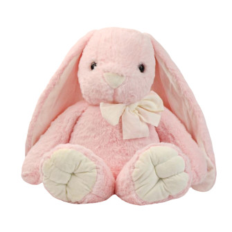 Polyester toy Rabbit big with a bow Pink + White
