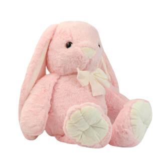 Polyester toy Rabbit big with a bow Pink + White