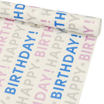 Kraft paper 70cm x 7m "Happy Birthday on white"