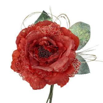 Floribunda rose is red