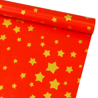 Chalk paper 70cm x 7m "Gold stars on red"