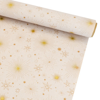 Kraft paper 70cm x 7m "Gold stars on white"