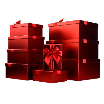 Set of 9 rectangular boxes Metallic Red
