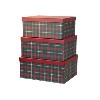 Набір прямокутних коробок з 3шт "Шотландка"