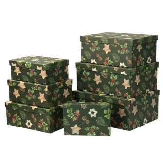 Set of rectangular boxes with 7 pieces "Christmas Tree Ornament"