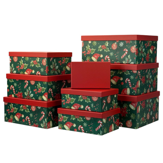 Set of 7 rectangular boxes "Holiday Decorations"