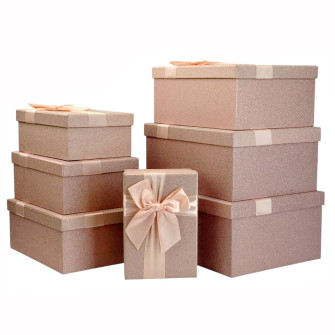Set of 7 rectangular boxes with shimmer "Lilac"