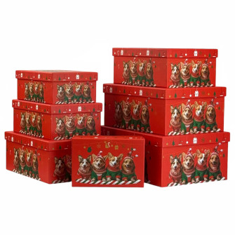 Set of rectangular boxes of 7 pieces "New Year's Corgi"