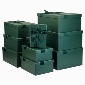 Set of 9 rectangular boxes with a bow "Christmas trees"