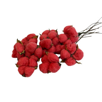 Artificial Cotton Branch Red