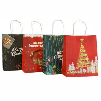 Paper bag 22 x 27 x 11cm "Merry Christmas on red and black"