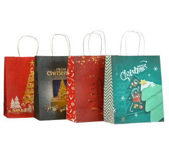 Paper bag 22 x 27 x 11cm "Christmas tree on red"