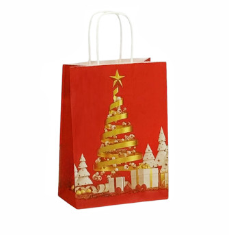 Paper bag 22 x 27 x 11cm "Christmas tree on red"