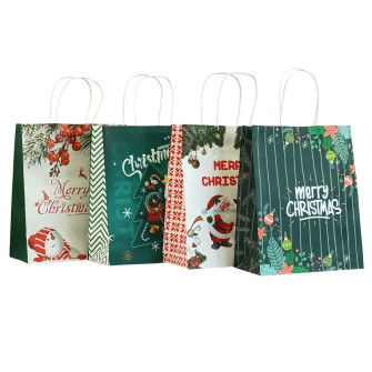 Paper bag 22 x 27 x 11cm "Christmas tree on green"