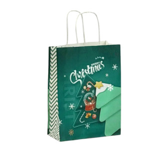 Paper bag 22 x 27 x 11cm "Christmas tree on green"