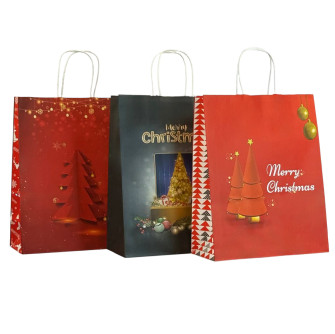 Paper bag 26 x 33 x 12cm "Merry Christmas on red and black"