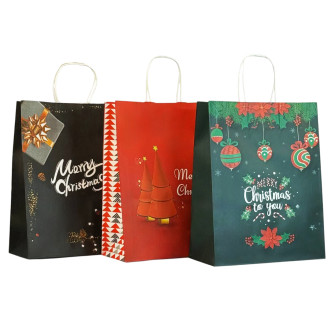 Paper bag 26 x 33 x 12cm "Christmas tree on red and black"