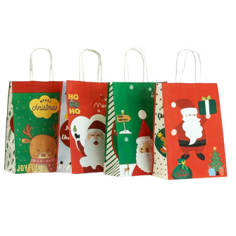 Paper bag 16 x 22 x 8cm "Santa on green"