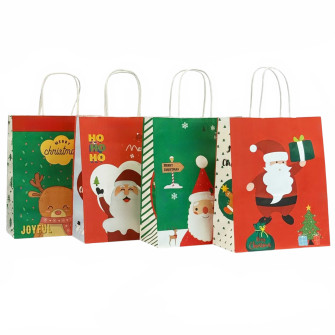 Paper bag 22 x 27 x 11cm "Santa on red and green"