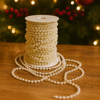 Перлини на нитці білі 6мм х 18м