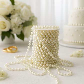 Жемчужины на нити белые 8мм х 18,5м