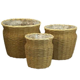Set of 3 round natural baskets