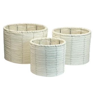 Set of 3 tall white baskets