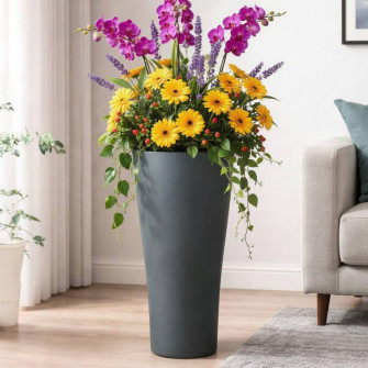 Plastic vase for flowers 43 cm Grey
