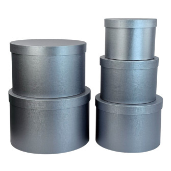 Set of 5 round boxes "Cosmic Silver"