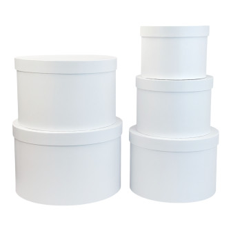 Set of 5 round boxes White